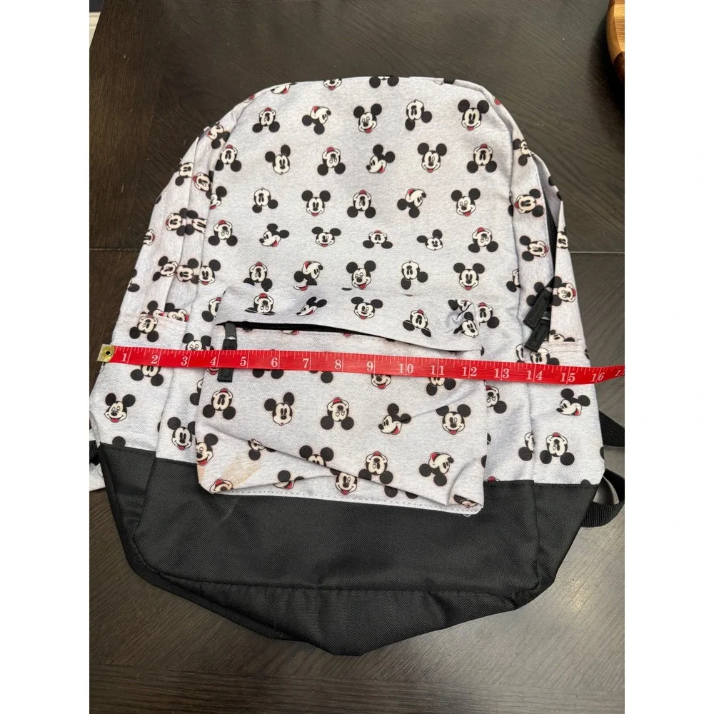 Disney Mickey Mouse All Over Print Backpack Grey Black Canvas‎ School Travel Bag